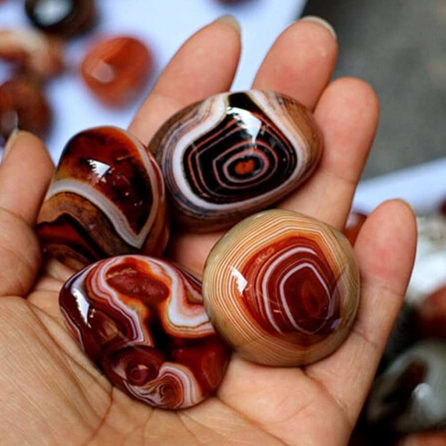 Amazon.co.jp: 5 個入り 縞瑪瑙ジオード ミネラル タンブル標本 美しい
