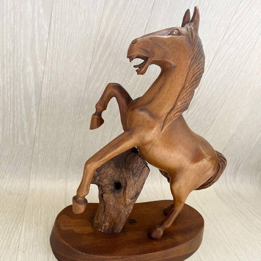 Amazon.co.jp: 飼い主求む木製馬オブジェ木彫りインテリア置物レトロ