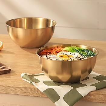 Amazon.com: AIYoo Stainless Steel Salad Bowls Set of 2 Mixing Bowl
