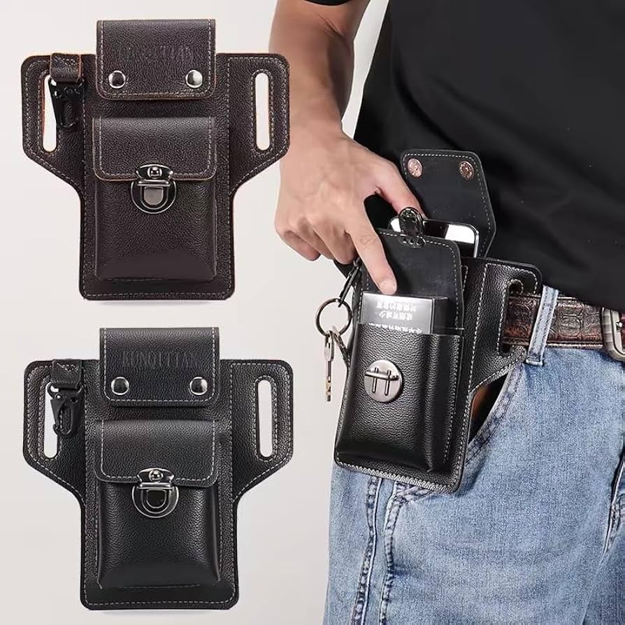 Amazon | PUレザー製スマホホルダーベルト メンズスマホケースベルト