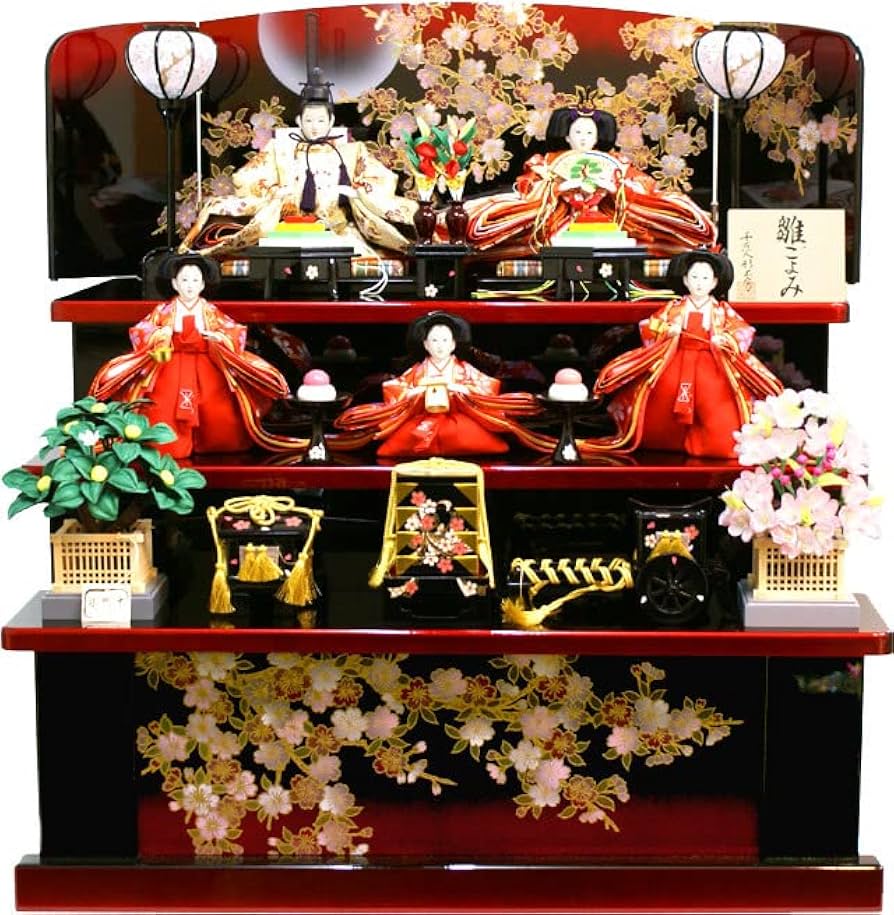 Amazon | 【雛人形】 千匠作 「雛ごよみ」 三段 収納飾り(45A-34