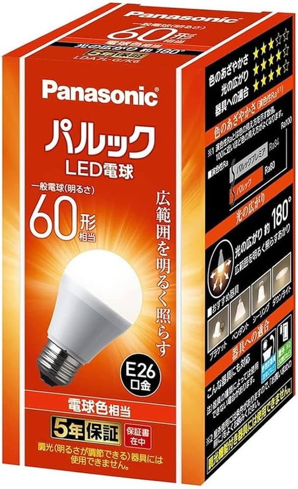 Amazon | パナソニック LED電球 口金直径26mm 電球60W形相当 電球色
