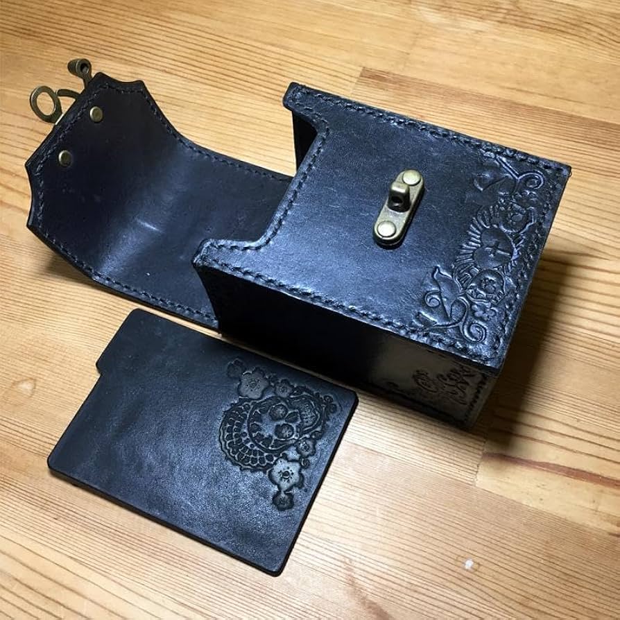 Amazon.co.jp: レザー デッキケース スカル 本革 ハンドクラフト