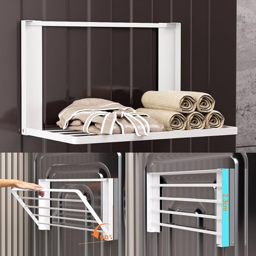 Amazon｜バスルーム 洗濯機 マグネット 折り畳み棚 タオルハンガー 服