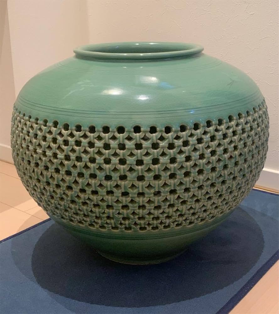 ☆土日限定特価【希少•美品】在銘青山作 高麗青磁 特大飾り壺 Amazon