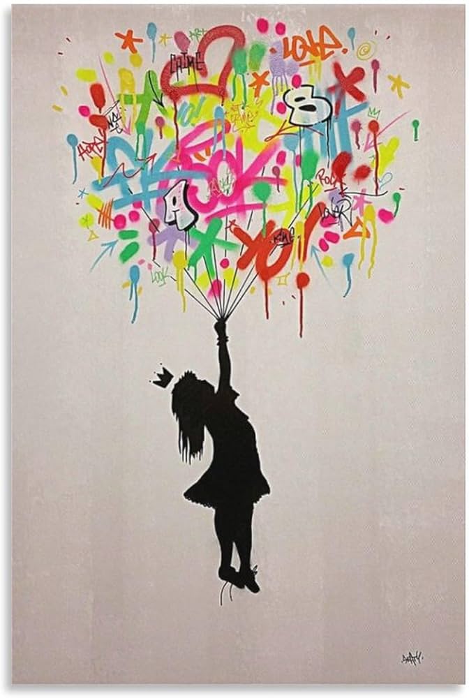 Amazon.co.jp: バンクシー・バルーン・ガール・ペインティング