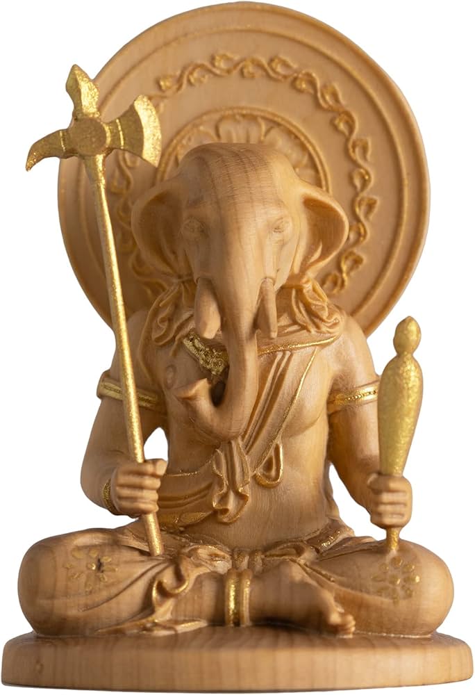 Amazon.co.jp: 極小仏 歓喜天 単身坐像 5.8cm（木製：ツゲ 金泥仕上