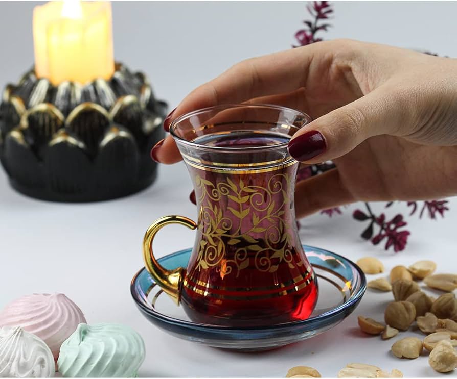 Amazon | ヴィンテージ トルコティーグラス カップとソーサー 6個