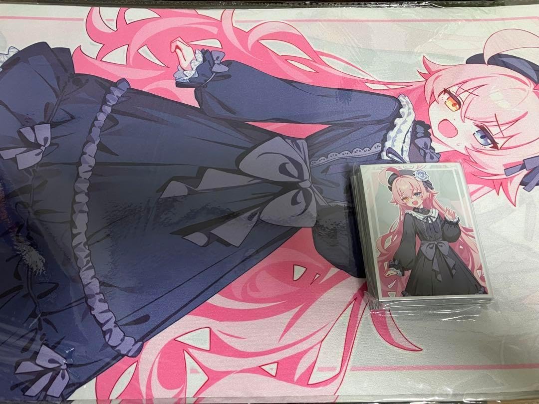 ミッドナイトブルー ホロライブ スリーブ プレイマット チェキ風