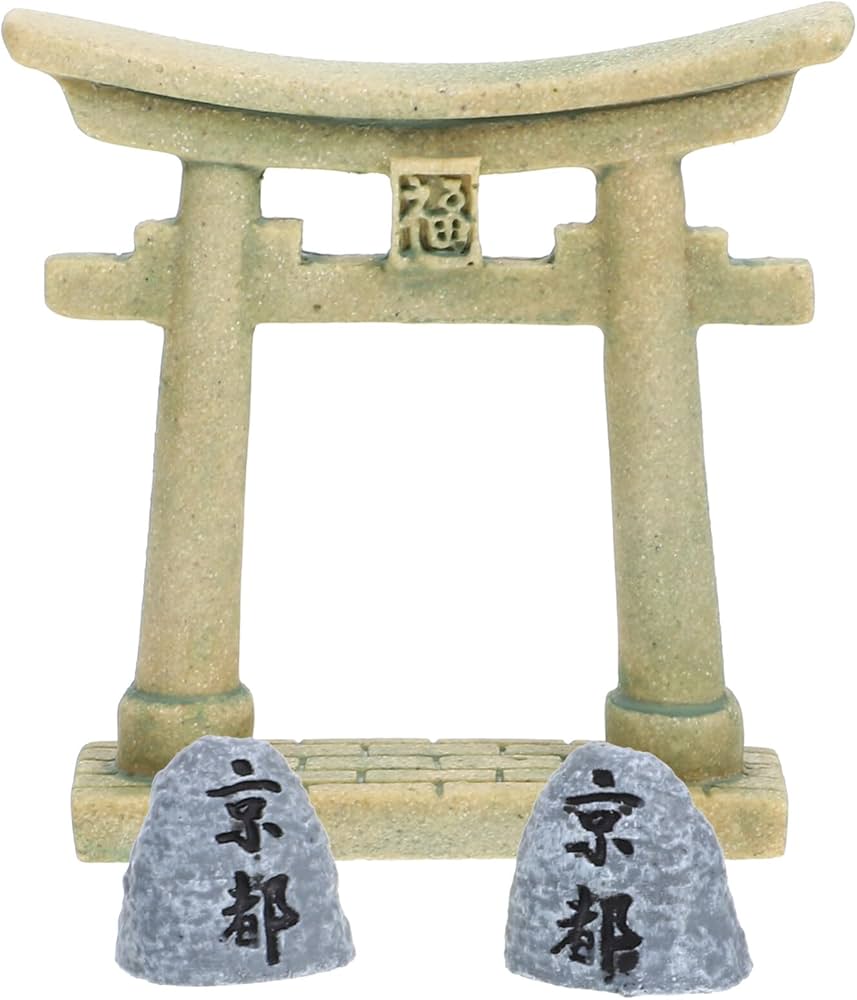 Amazon.co.jp: DECHOUS 日本 神社 鳥居 門 石 置物、 3個 ミニチュア