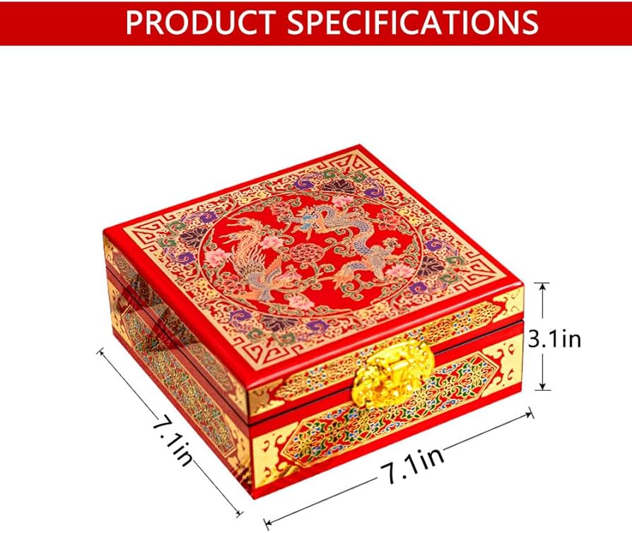 Amazon｜中国風の漆の宝石箱、絶妙な木製の収納箱、縁起の良い美しいを