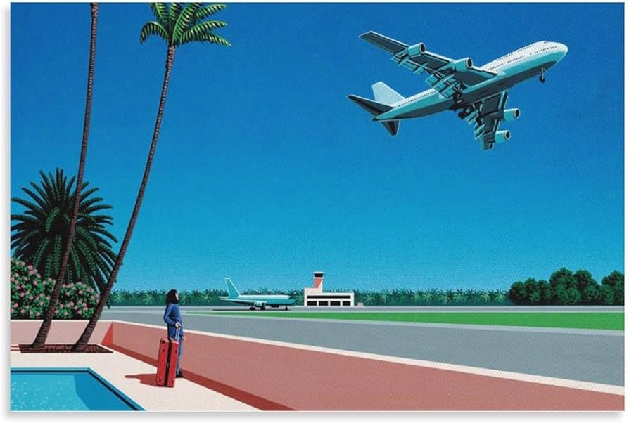 Amazon.co.jp: 画家永井博 夏の風景飛行機ポスター アートパネル