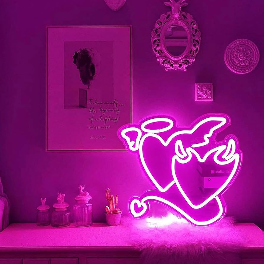 Amazon.co.jp: ネオンサイン ピンクネオンサイン エンジェルデーモン