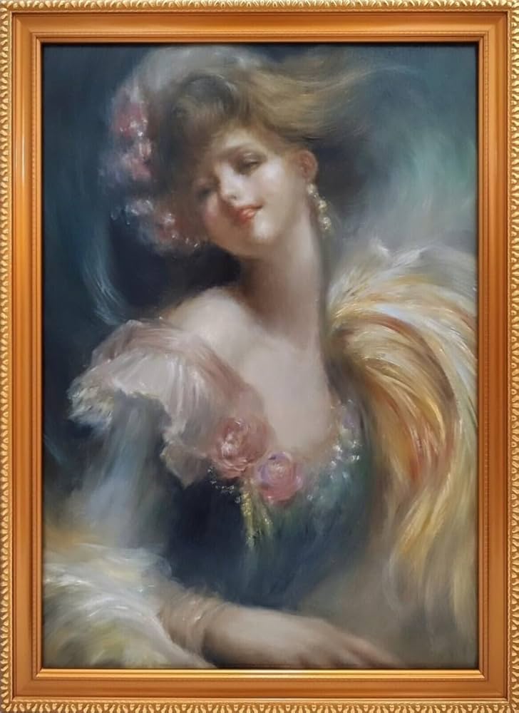 Amazon.co.jp: 肉筆 真筆 真作 油彩画 油絵 美人画 人物画 肖像画