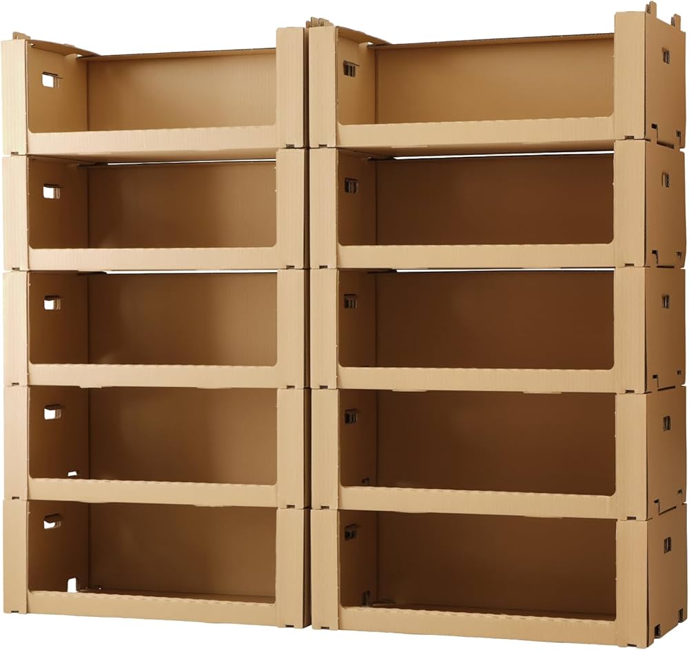 Amazon｜アースダンボール スタッキング収納ボックス 大容量 10枚