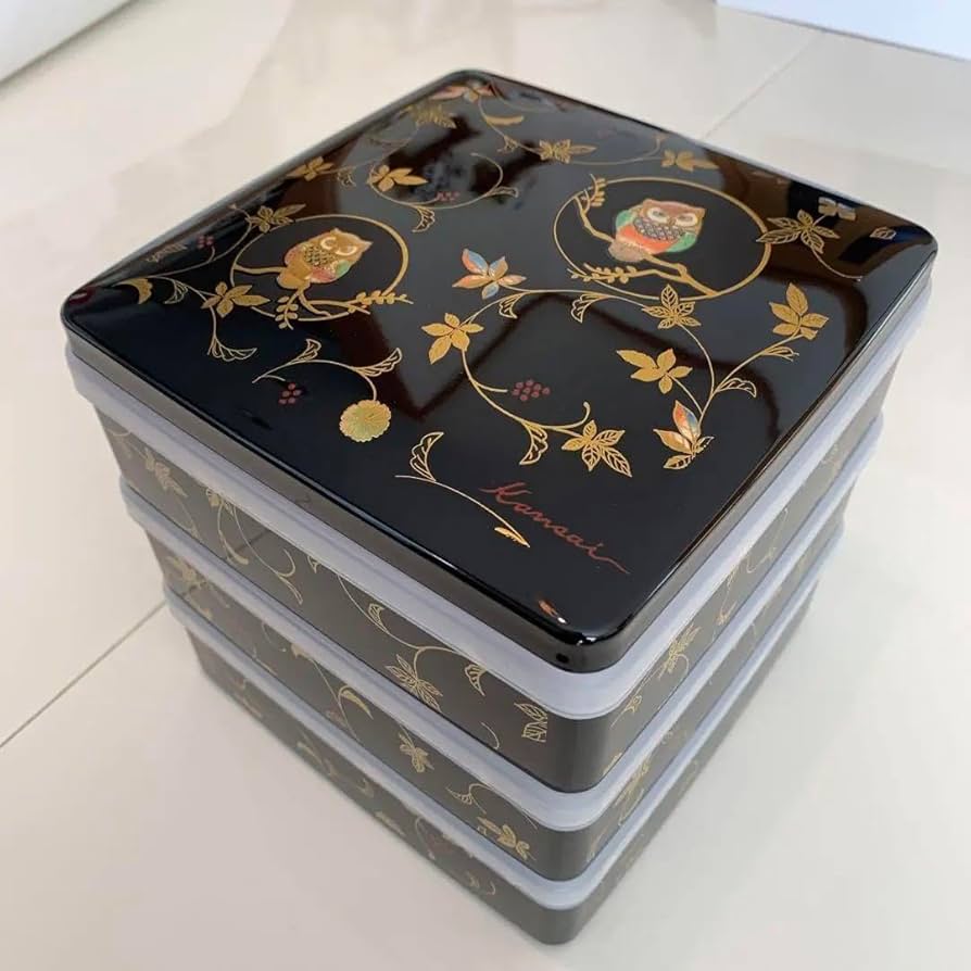 Amazon.co.jp: お重箱 三段 山本寛斎 宝朋 5.5 胴張三段重 フクロウ