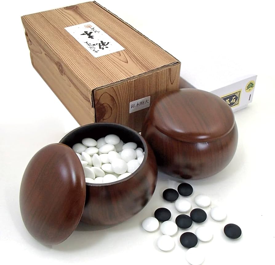 Amazon | 碁笥碁石セット 囲碁上級者に木目調銘木特大と硬質ガラス新生