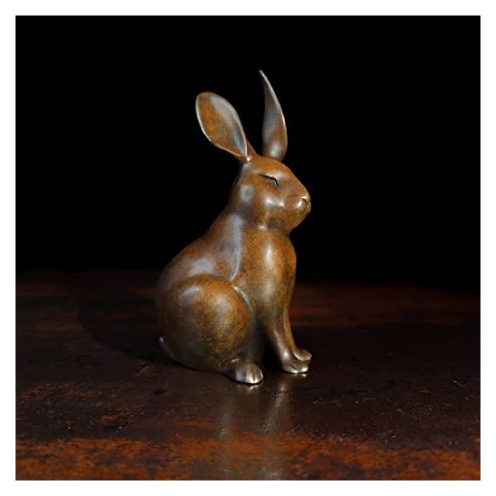 Amazon.co.jp: 銅像 彫刻工芸うさぎの装飾、うさぎの像の装飾銅の手