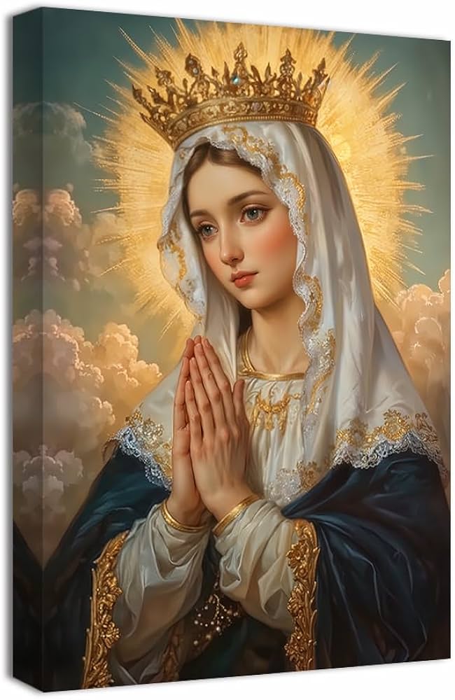 Amazon.co.jp: ZQQART 聖母マリア キャンバスウォールアート 教会用
