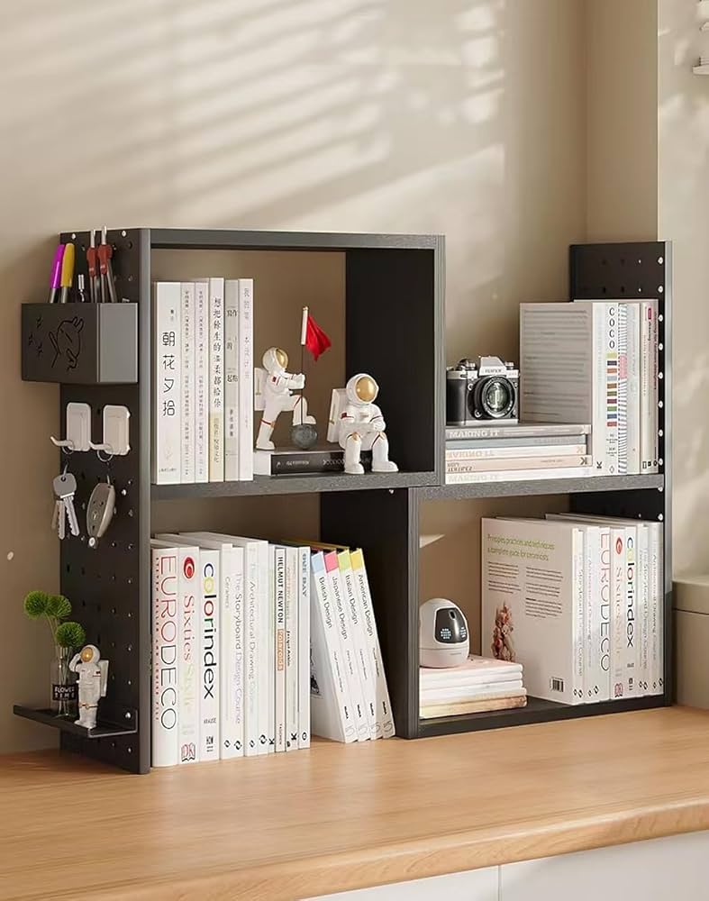 Amazon.co.jp: デスク上置き棚 デスク上収納ラック 木製 有孔ボード 棚