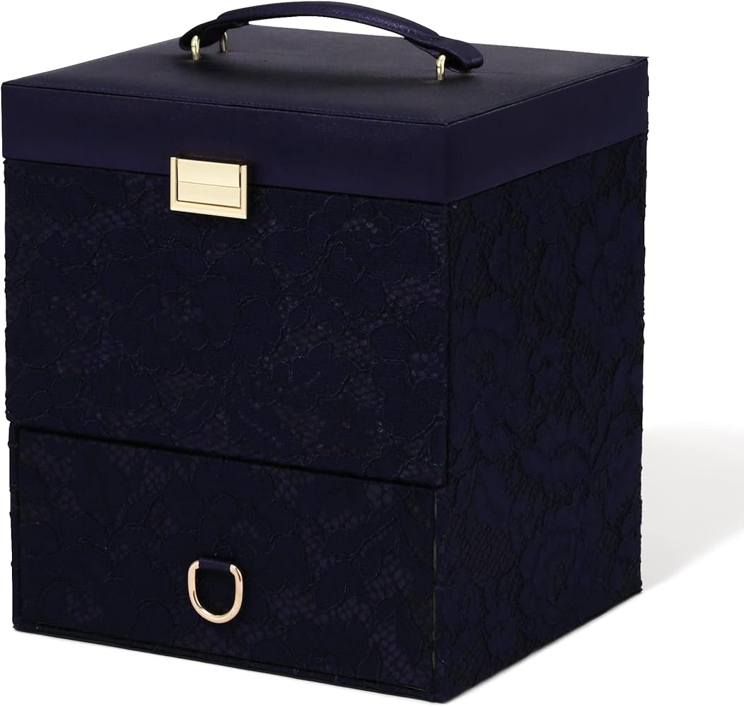 Amazon.co.jp: Francfranc レース コスメボックス ネイビー 収納 大