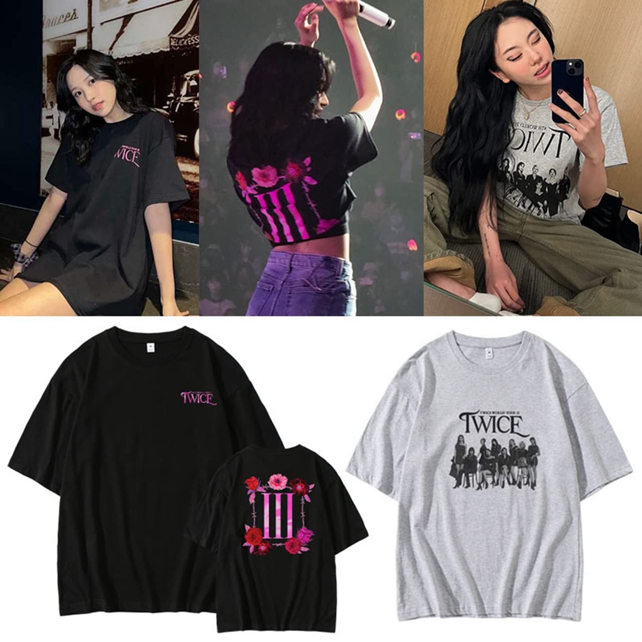 Amazon.co.jp: TWICE tシャツ 半袖 トワイスコンサートツアー周辺 丸首