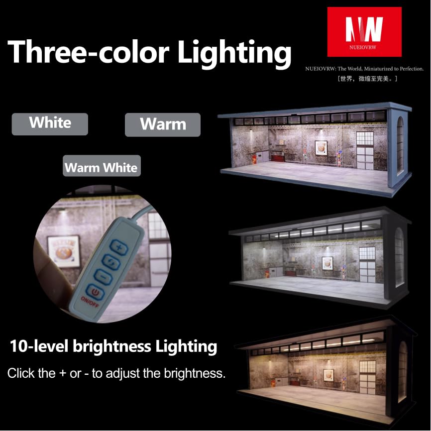 Amazon.co.jp: ジオラマ 1/64 ガレージモデル 3色LED照明 ダイキャスト