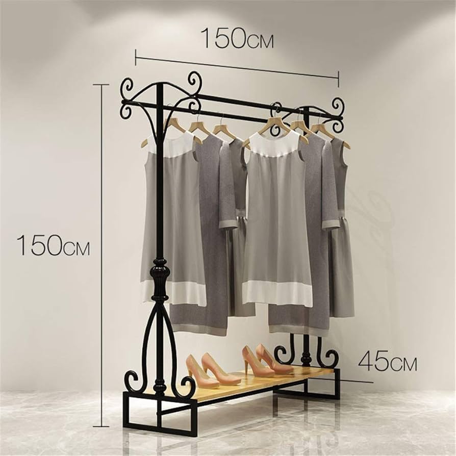 Amazon｜XZGang 錬鉄ハンガー、レトロ垂直服レールをハンギング婦人服