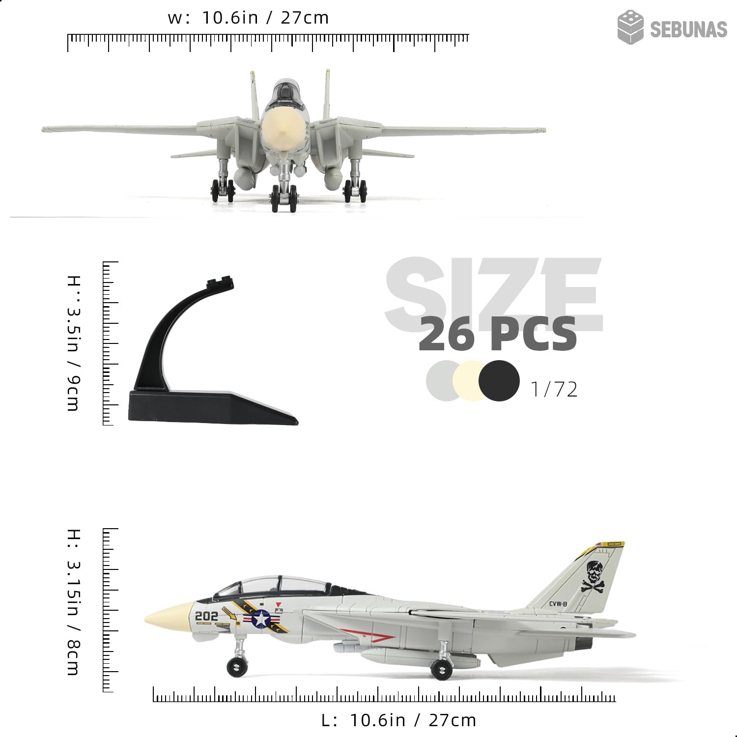 Amazon | SEBUNAS 1:72スケール F-14 トムキャット戦闘機 クイック