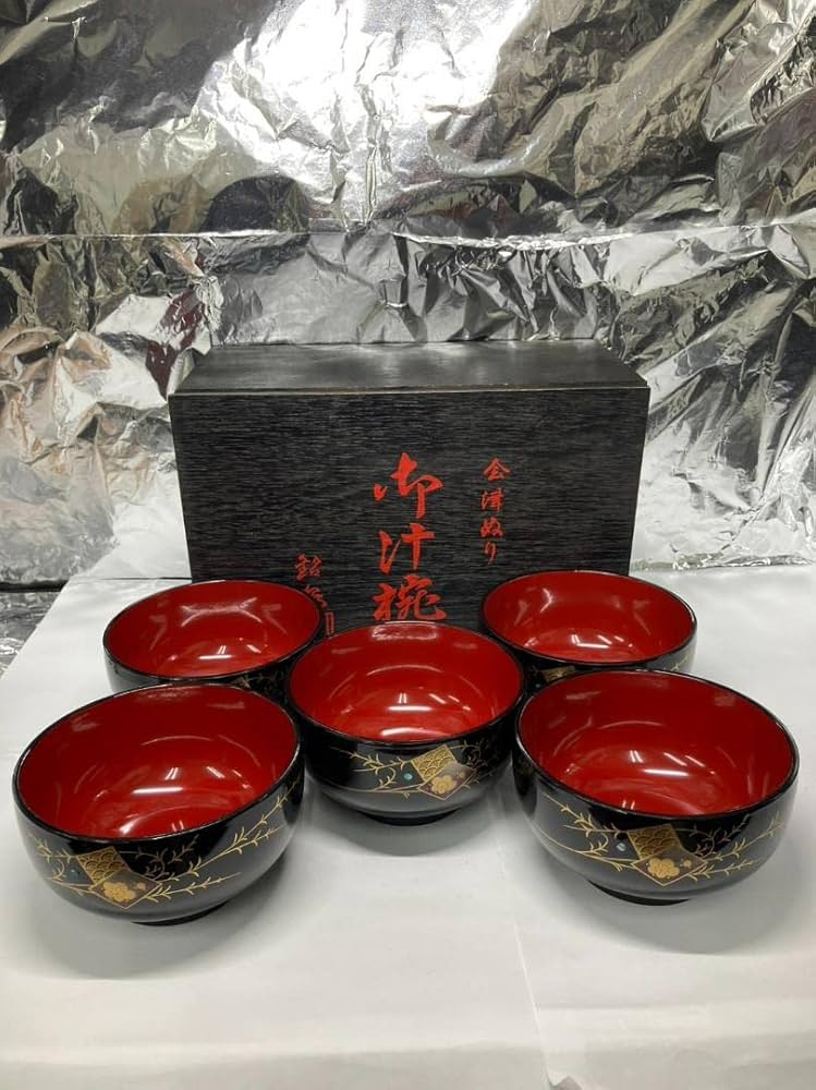 フォロうー特価』 たち吉 朱塗 蓋付お椀 5客 たち吉 朱塗 蓋付お椀 5客