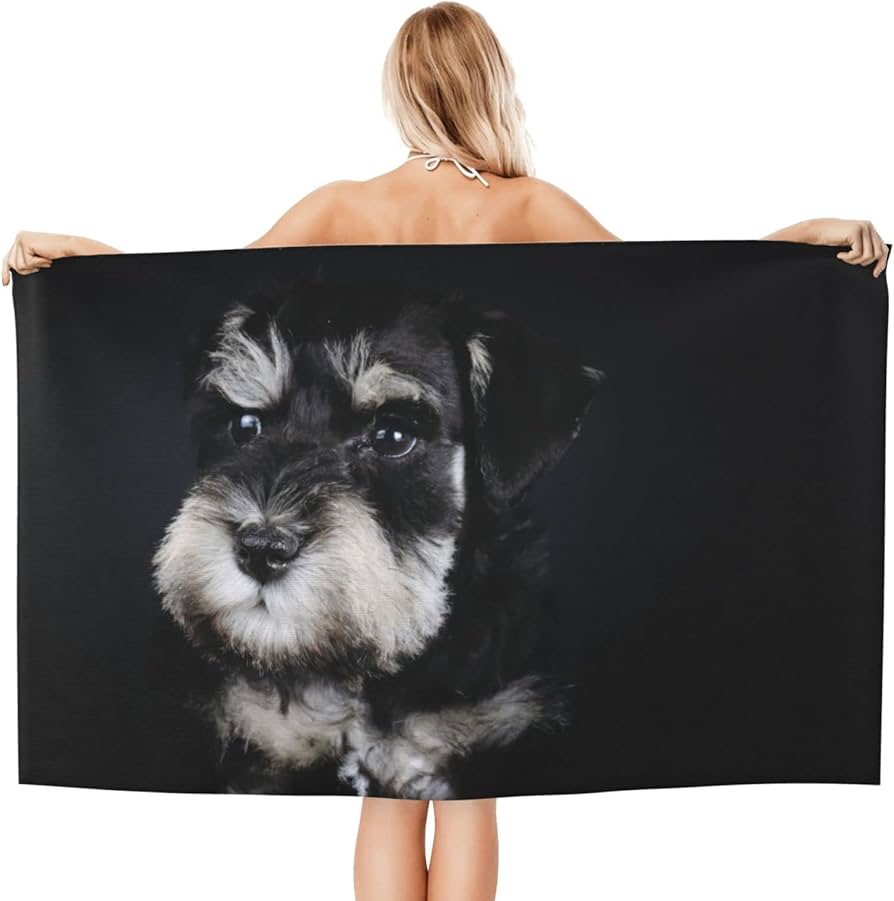 Amazon｜ミニチュア・シュナウザー 子犬(1) アニメ バスタオル 大判