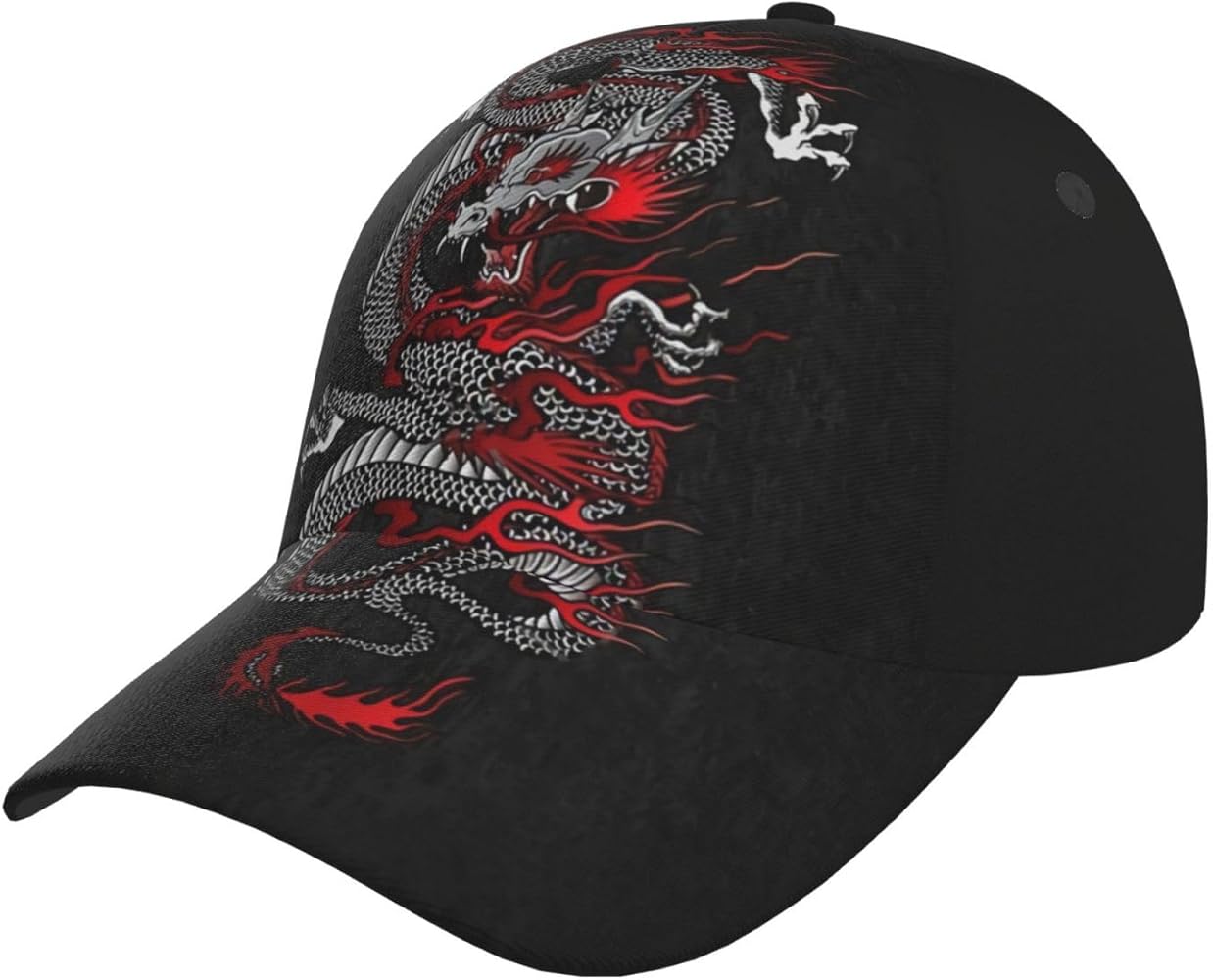 Amazon.com: Chinese Japanese Red Dragon Baseball Cap Animal