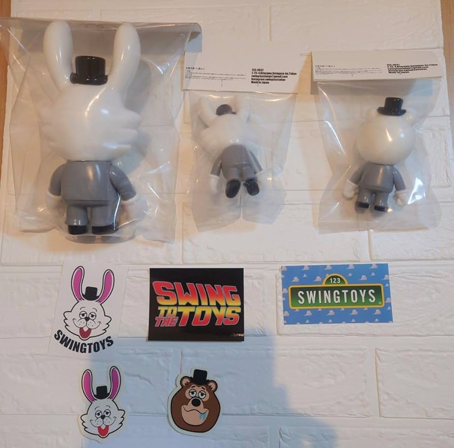Amazon.co.jp: SWINGTOYS SWING BUNNY モノクロ ソフビ3点セット