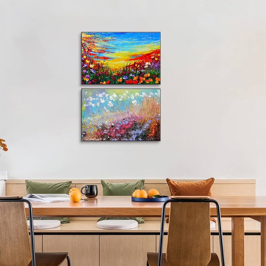 Amazon.co.jp: 抽象画 アートパネル 2枚 飾り絵 カラフルな花 抽象