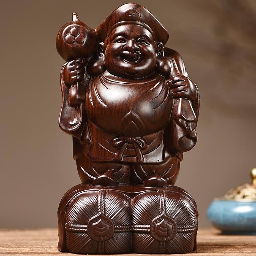 Amazon｜木彫り置物 開運 大黒天様像 木製仏像 黒檀 木彫り 大黒天様像