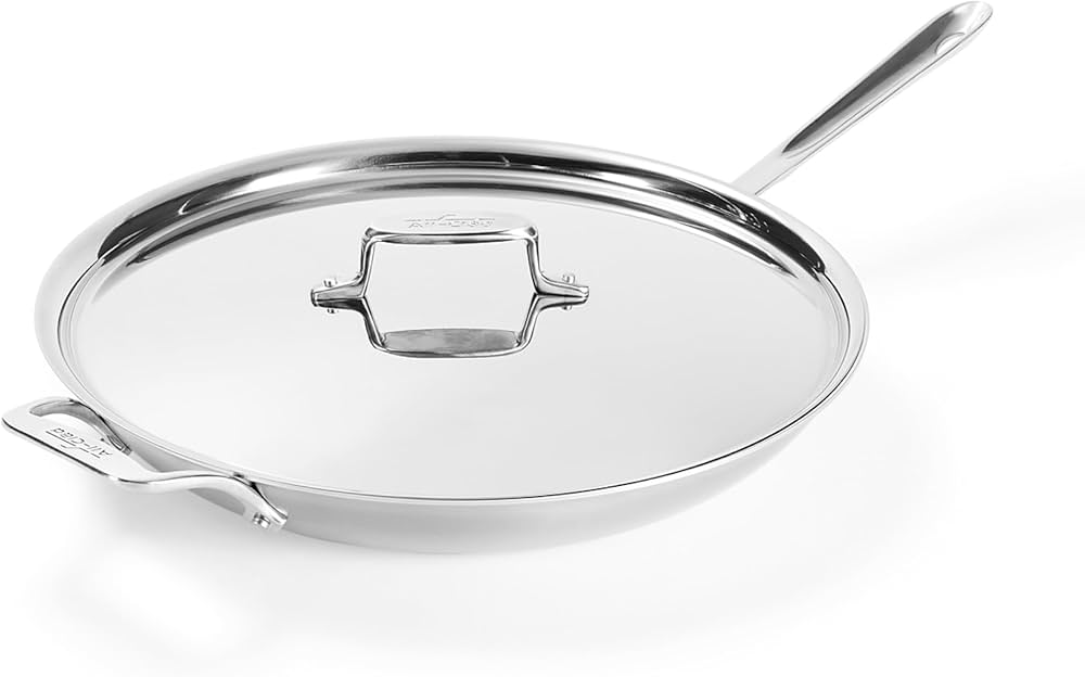 All-Clad D5 5-Ply Brushed Stainless Steel Fry Pan with Lid, 14