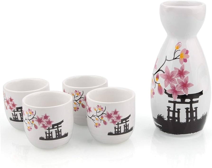 Amazon.com: ABuff Japanese Sake Set, 1 Tokkuri Bottle & 4 Ochoko