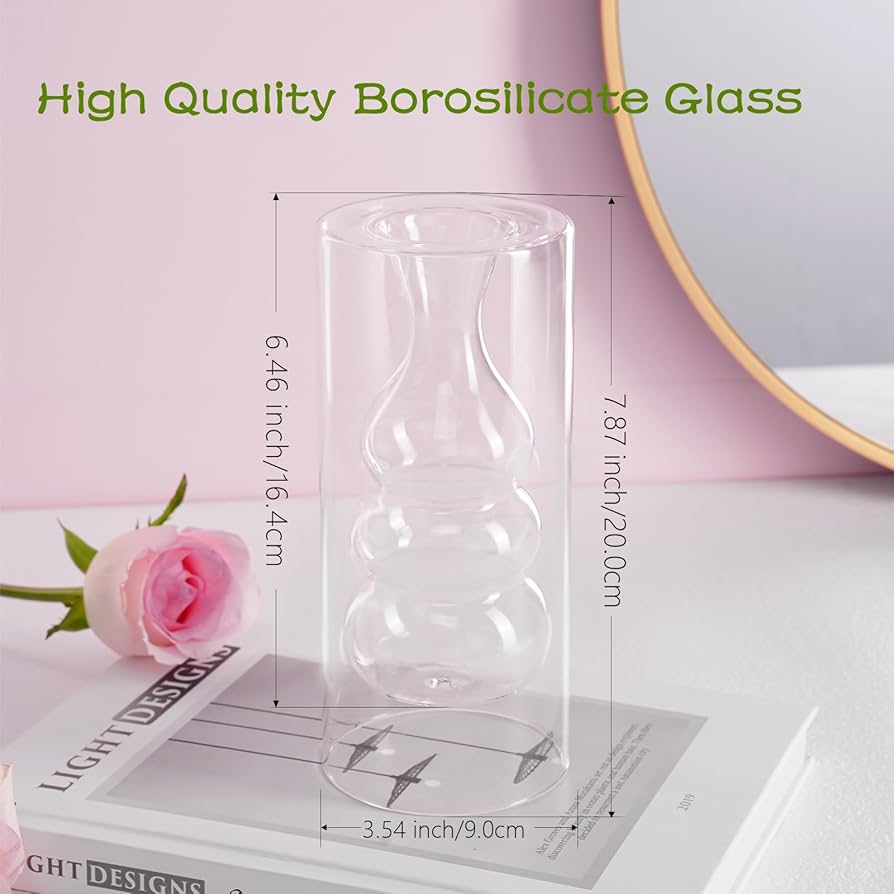 Amazon.com: ZENS Clear Glass Bubble Flower Vase, Modern Hand Blown