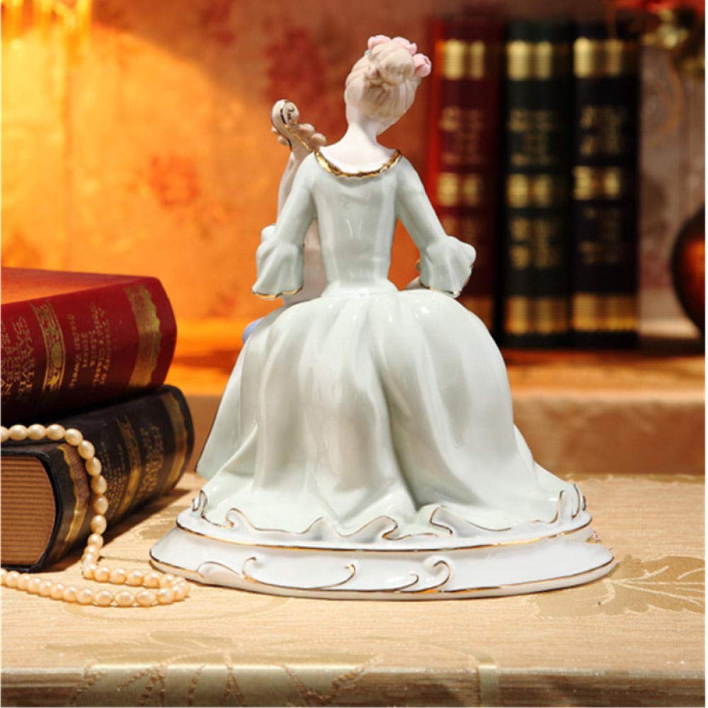 Amazon.co.jp: 像の置物 陶器彫刻フィギュア女の子チェロリビング