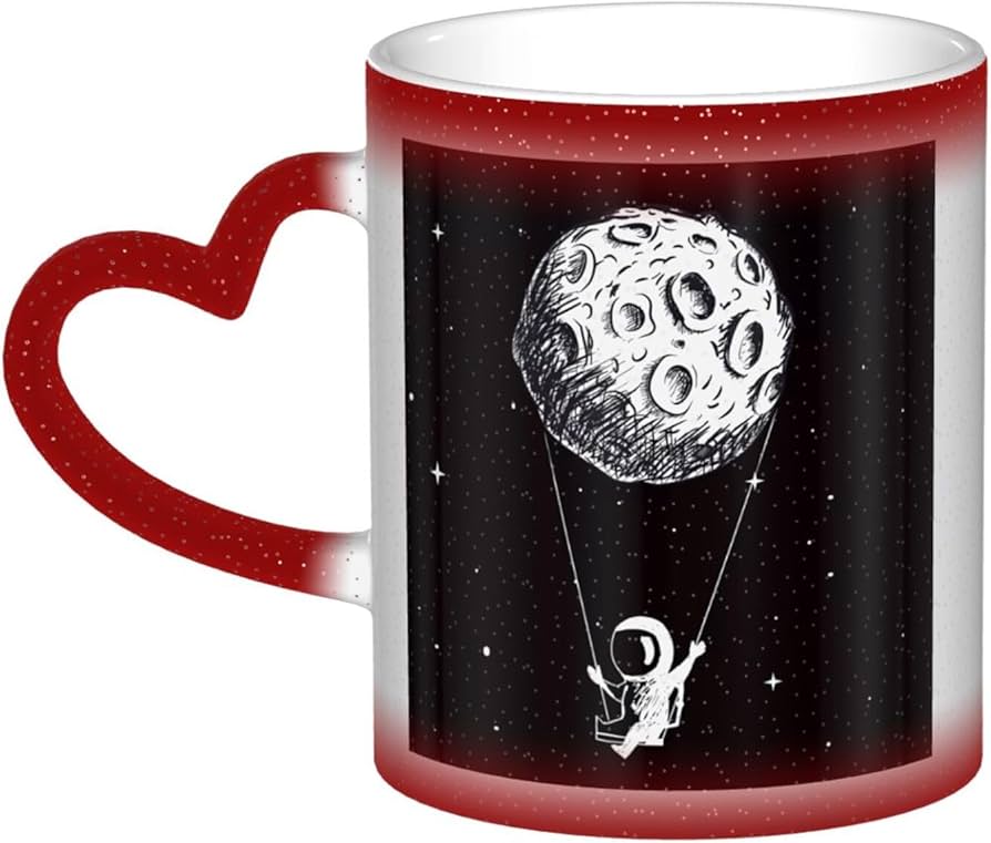 Amazon.co.jp: 天体 宇宙飛行士 星 手描 マグカップ 330ml 変色カップ