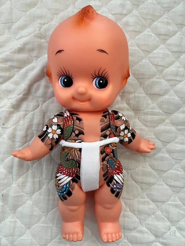 Amazon.co.jp: 入れ墨キューピー 桜吹雪 昇龍 ハンドメイド 人形 羽 和