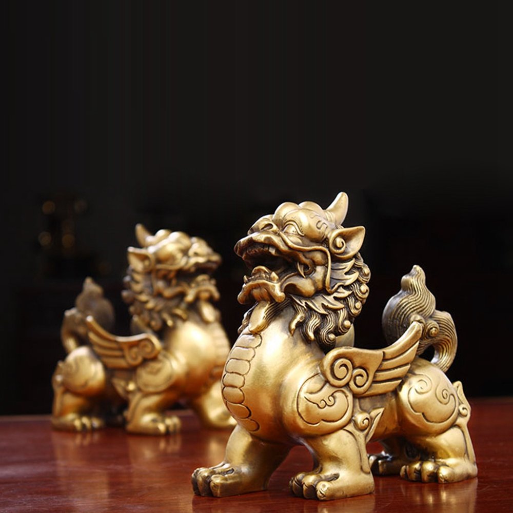 Amazon.co.jp: 貔貅 ヒキュウ 雄雌セット 一対 銅製 風水置物 風水