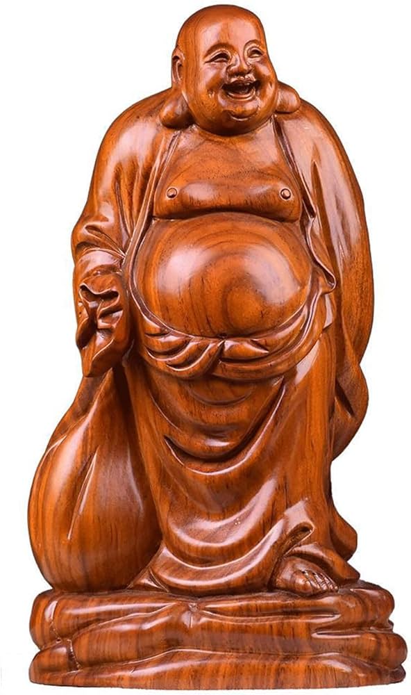 Amazon.co.jp: 仏像 木彫り 七福神 布袋 様 布袋さんの置物 木像 木製