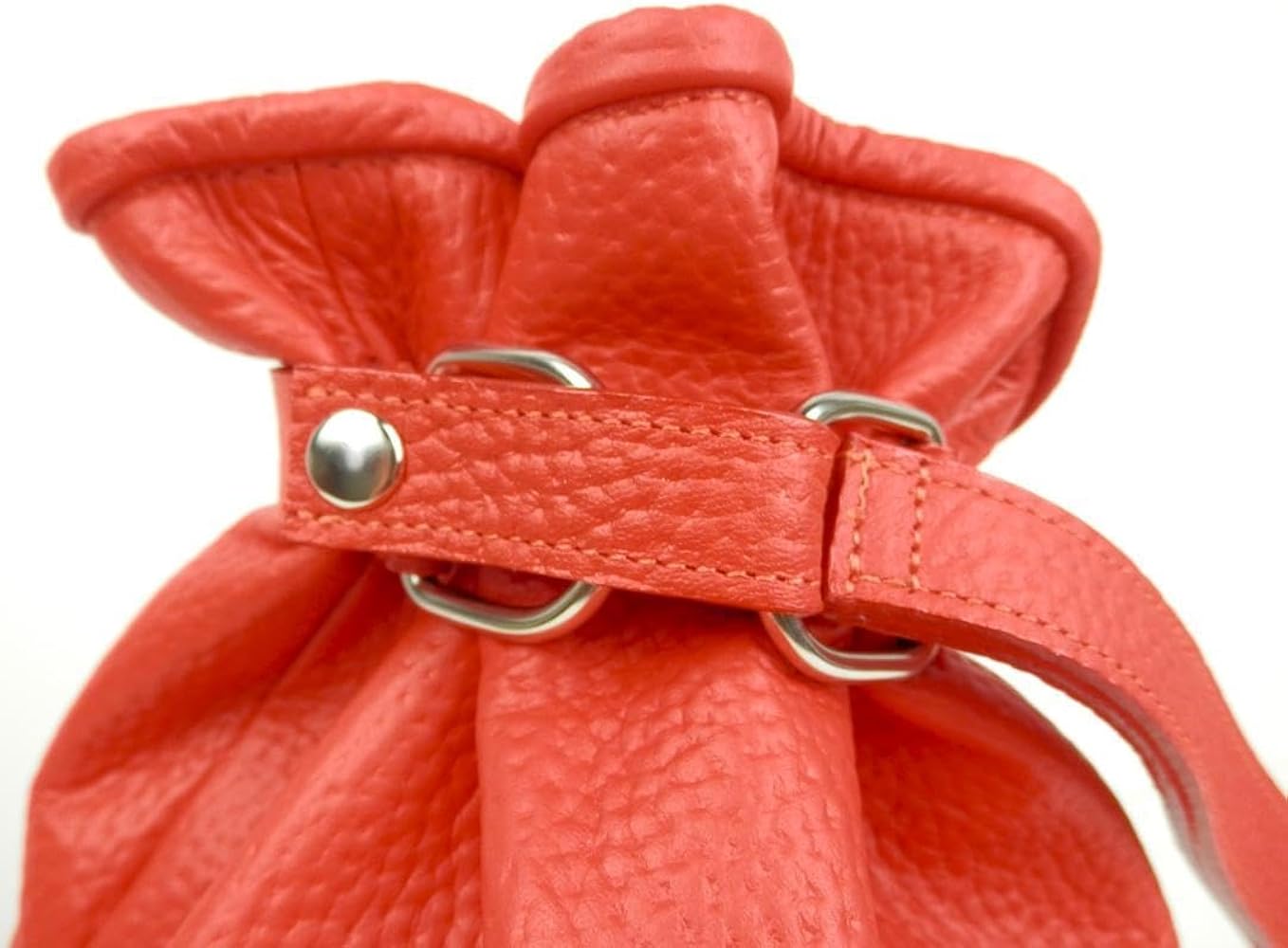 Amazon | 本革巾着バッグ レッド大人レザーHashimoto 匠の技 日本製