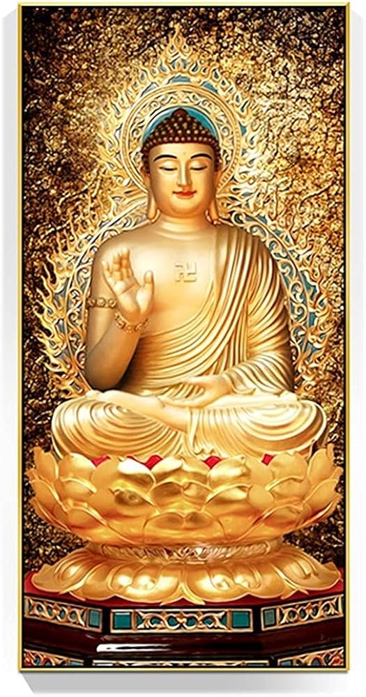 Amazon.co.jp: 釈迦牟尼仏像吊り下げ絵画、禅仏像壁画、リビングルーム