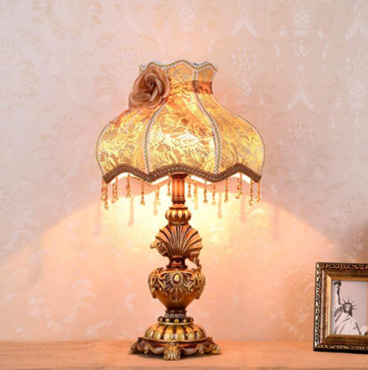 Amazon.co.jp : ヨーロッパスタイルのテーブルランプヴィンテージ布