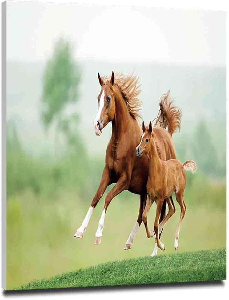 Amazon.co.jp: 馬の装飾 アート絵画 風景画 30x40cm 木製パネル付 絵