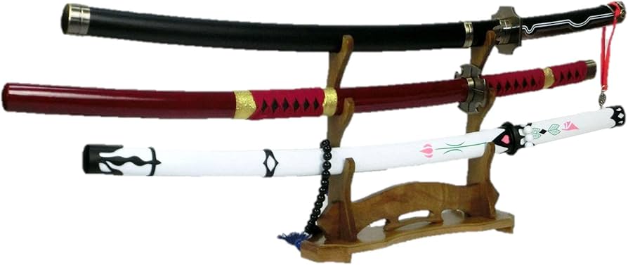 Amazon.co.jp: 壁刀掛け 木製 日本刀 木刀 模造刀置き 台座付き 三段用