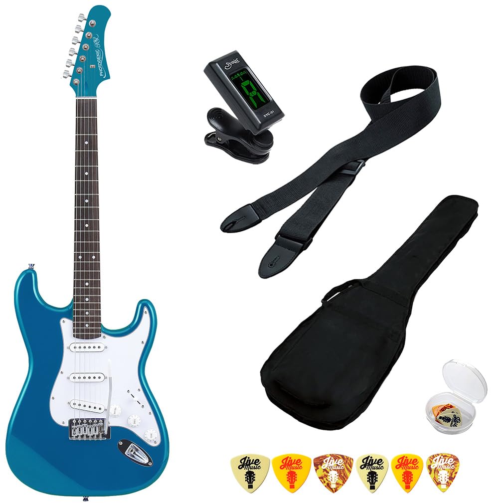 Amazon | エレキギター 初心者セット 6点 PhotoGenic ST180 MBL