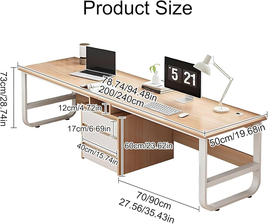 ナチュラルウッドデスク 2ヶ所引き出し 幅100～180] ワークデスク